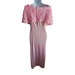 NWOT Giffniseti Pastel Pink Rosette Wedding Guest Dress Size S